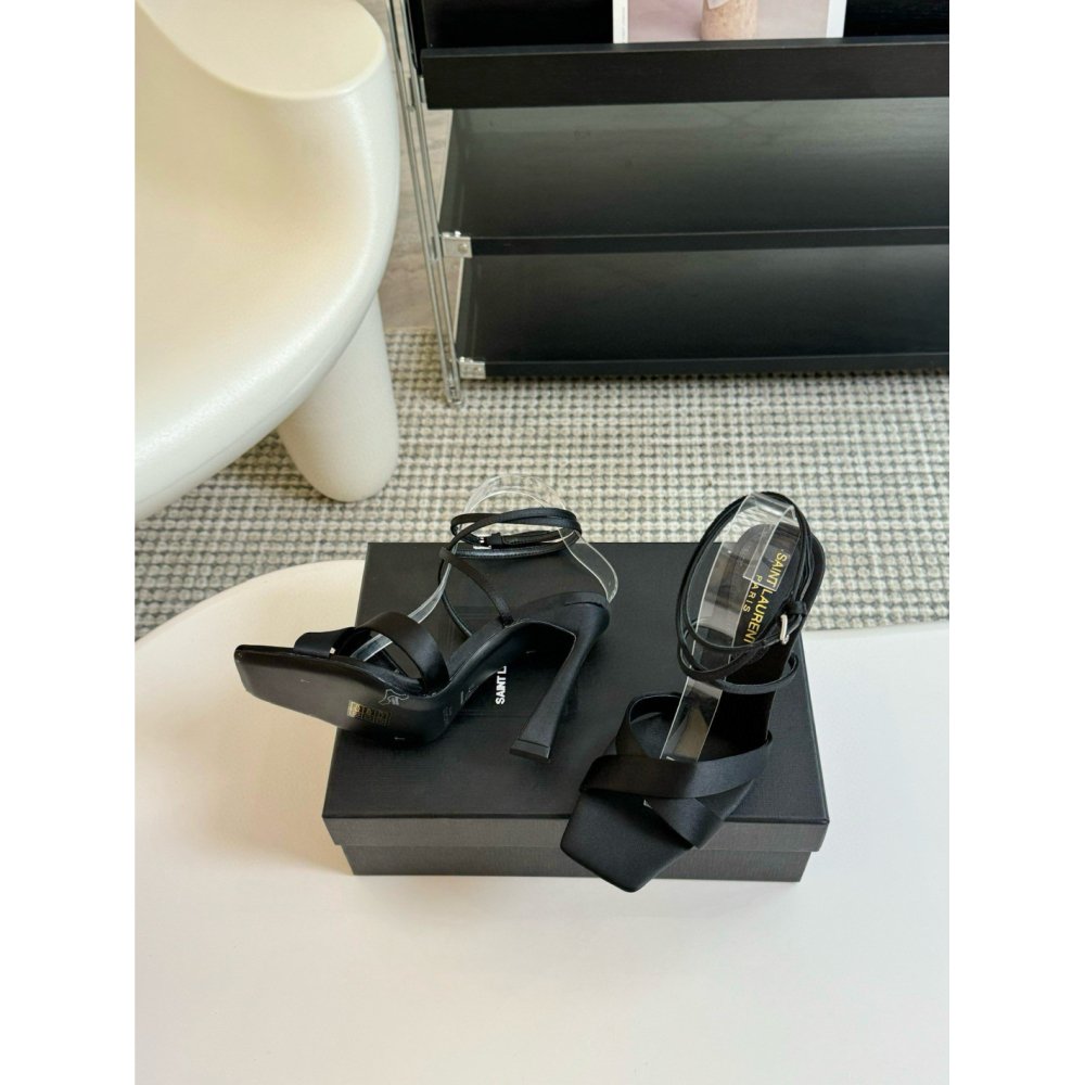 Cheap Reps Saint Laurent Corinne Sandals 110mm in Black Satin
