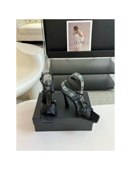 Cheap Reps Saint Laurent Corinne Sandals 110mm in Black Satin