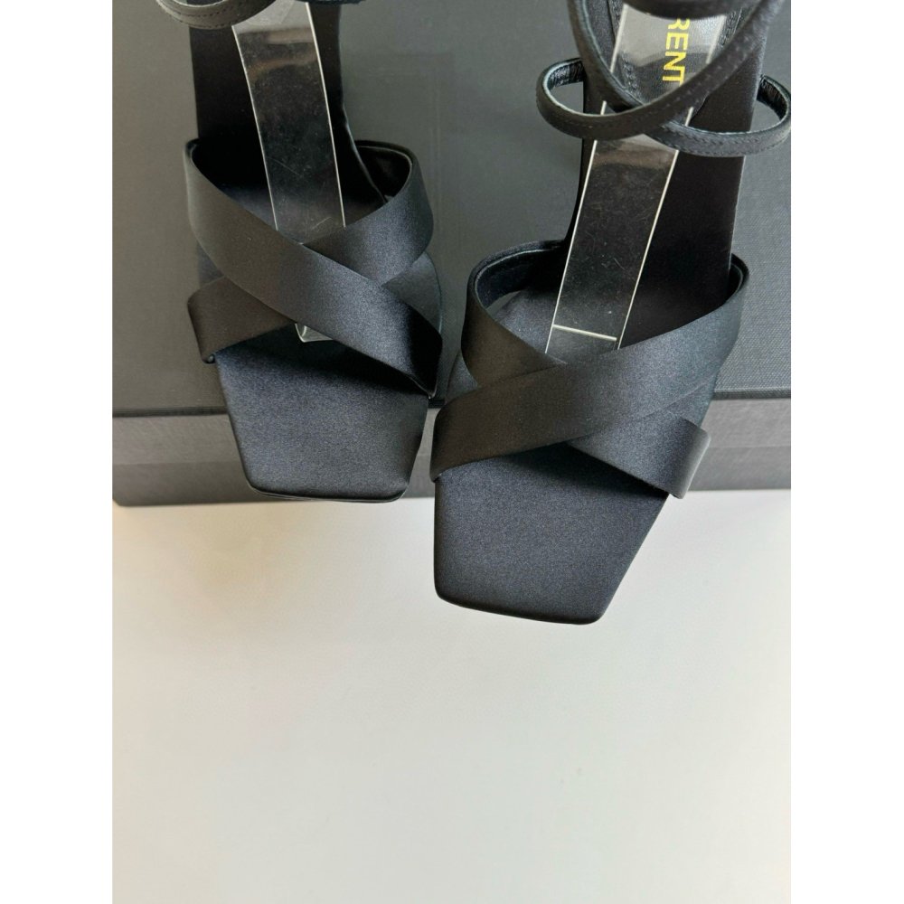 Cheap Reps Saint Laurent Corinne Sandals 110mm in Black Satin