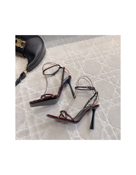 Cheap Reps Saint Laurent Nova 100 Sandals In Red Patent Leather