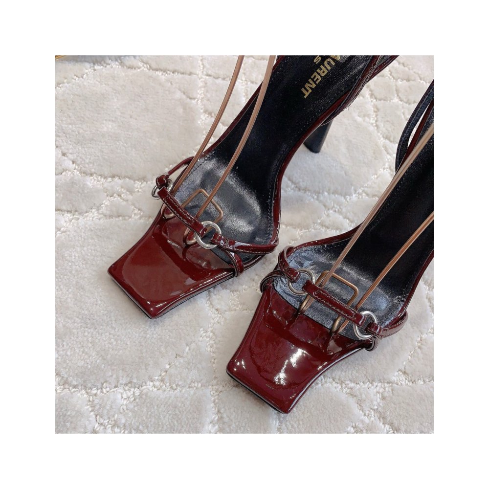 Cheap Reps Saint Laurent Nova 100 Sandals In Red Patent Leather