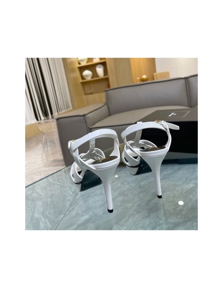 Cheap Reps Saint Laurent Tribute Platform Sandals 105mm In White Calfskin