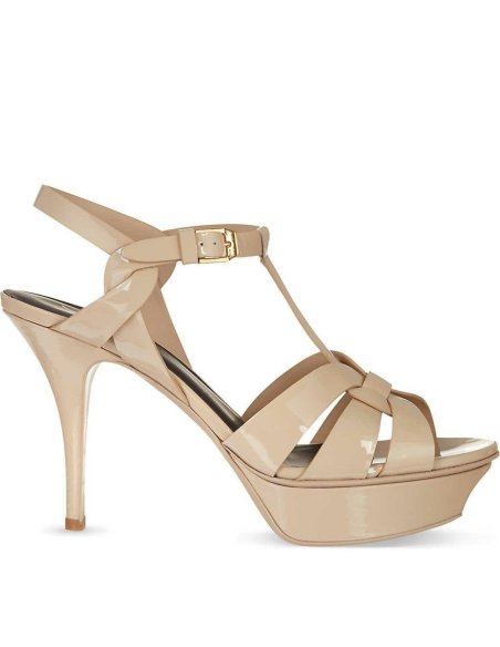 Cheap Reps Saint Laurent Tribute Platform Sandals 105mm In Poudre Patent Leather