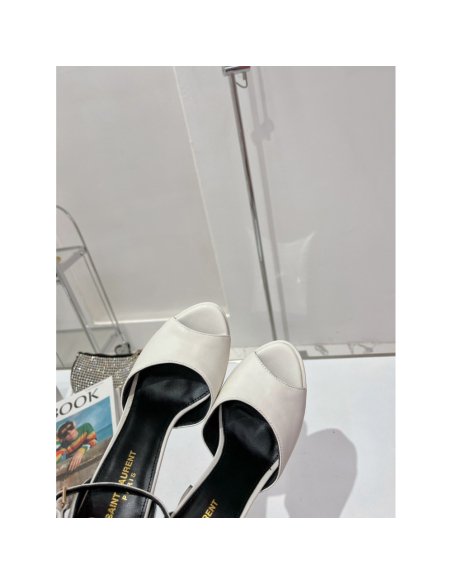 Cheap Reps Saint Laurent Jodie Platform Sandals In White Lambskin