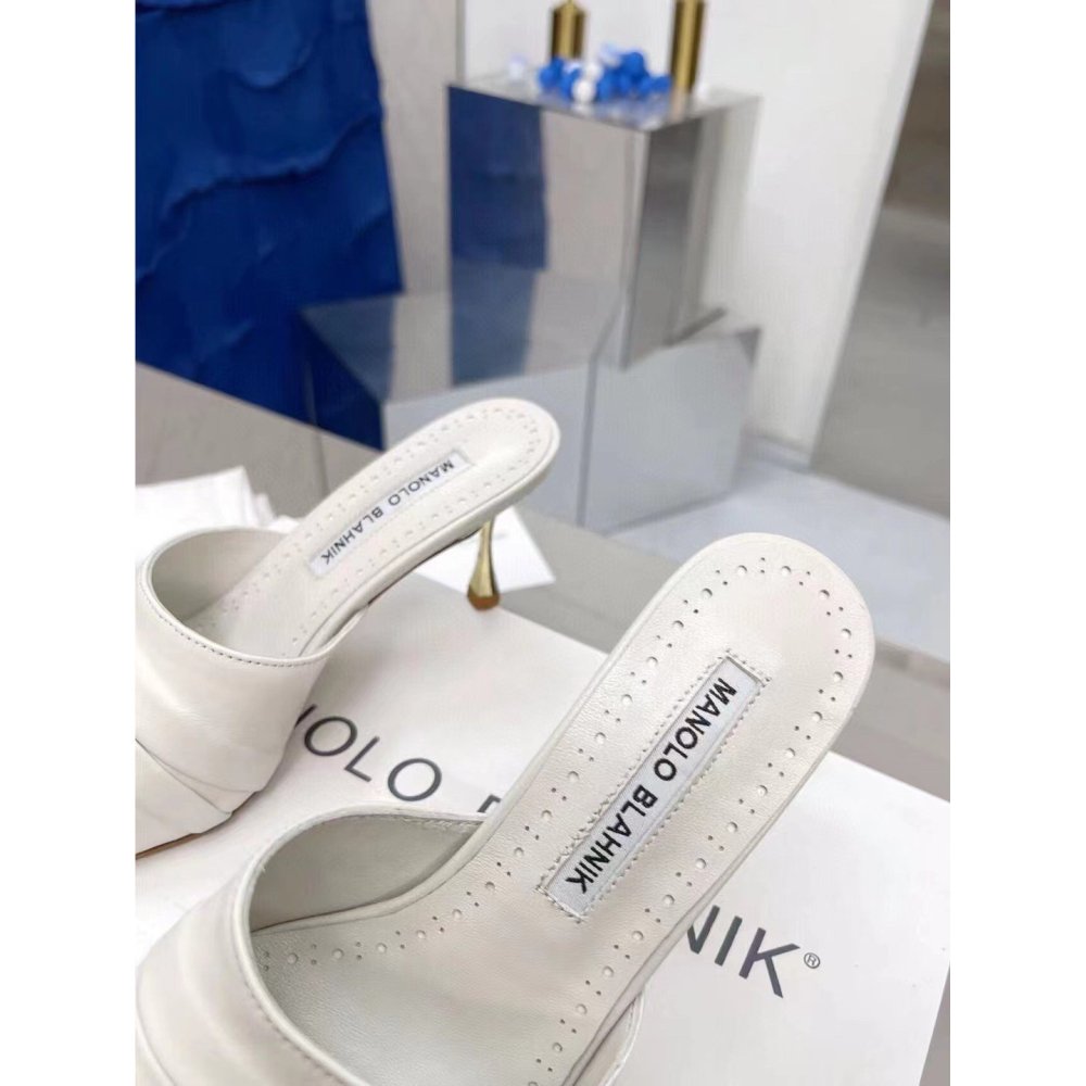 Cheap Reps Manolo Blahnik Picoux 70mm Sandals In White Lambskin