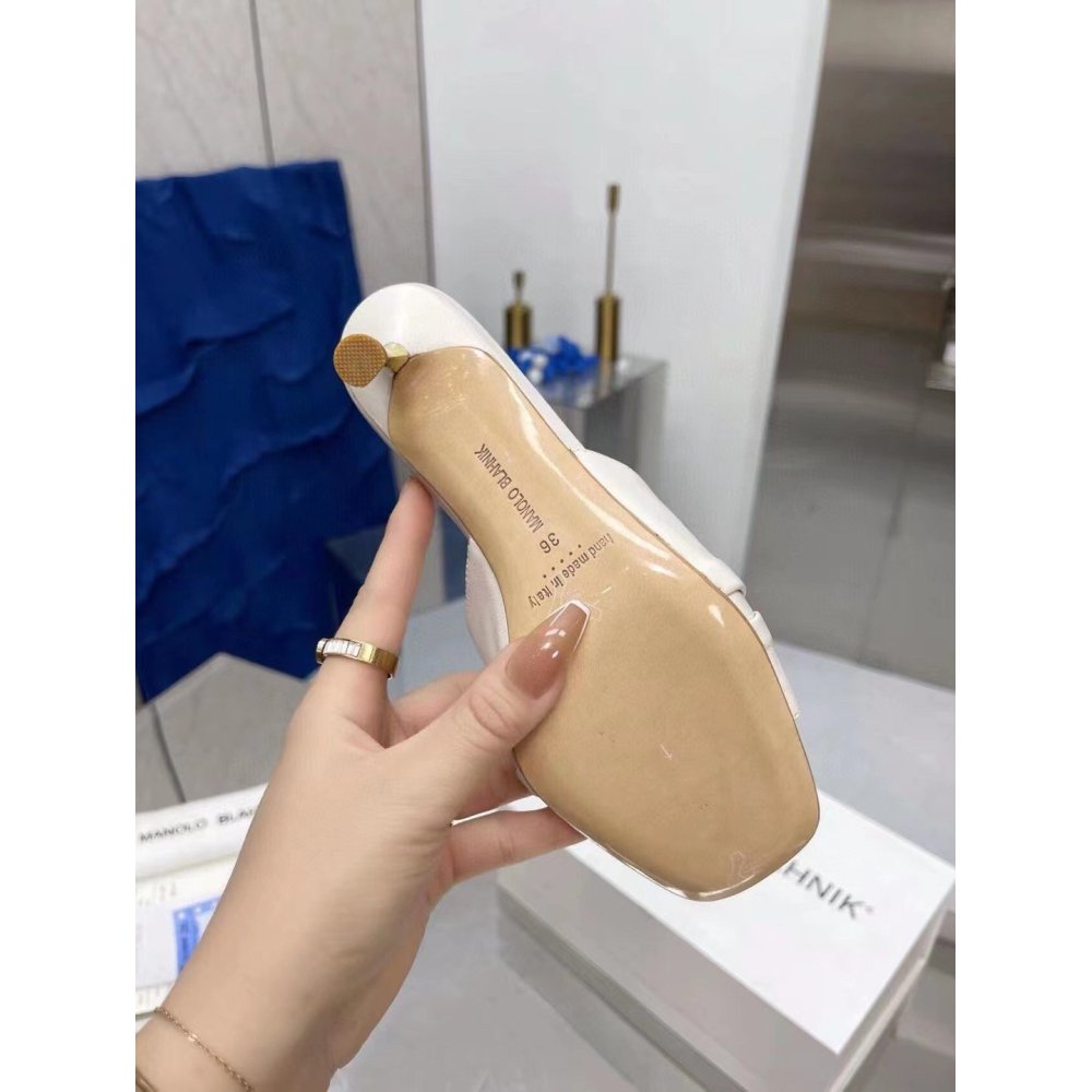 Cheap Reps Manolo Blahnik Picoux 70mm Sandals In White Lambskin