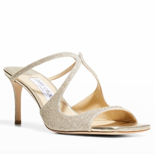 Cheap Reps Jimmy Choo Anise 75 Mule Sandals In Glitter Fabric