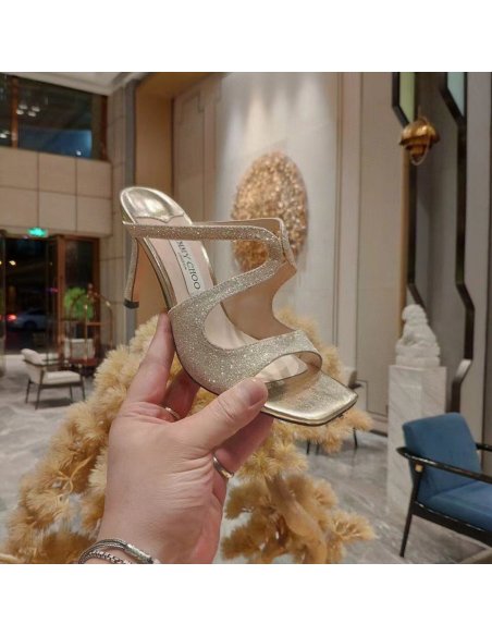 Cheap Reps Jimmy Choo Anise 75 Mule Sandals In Glitter Fabric