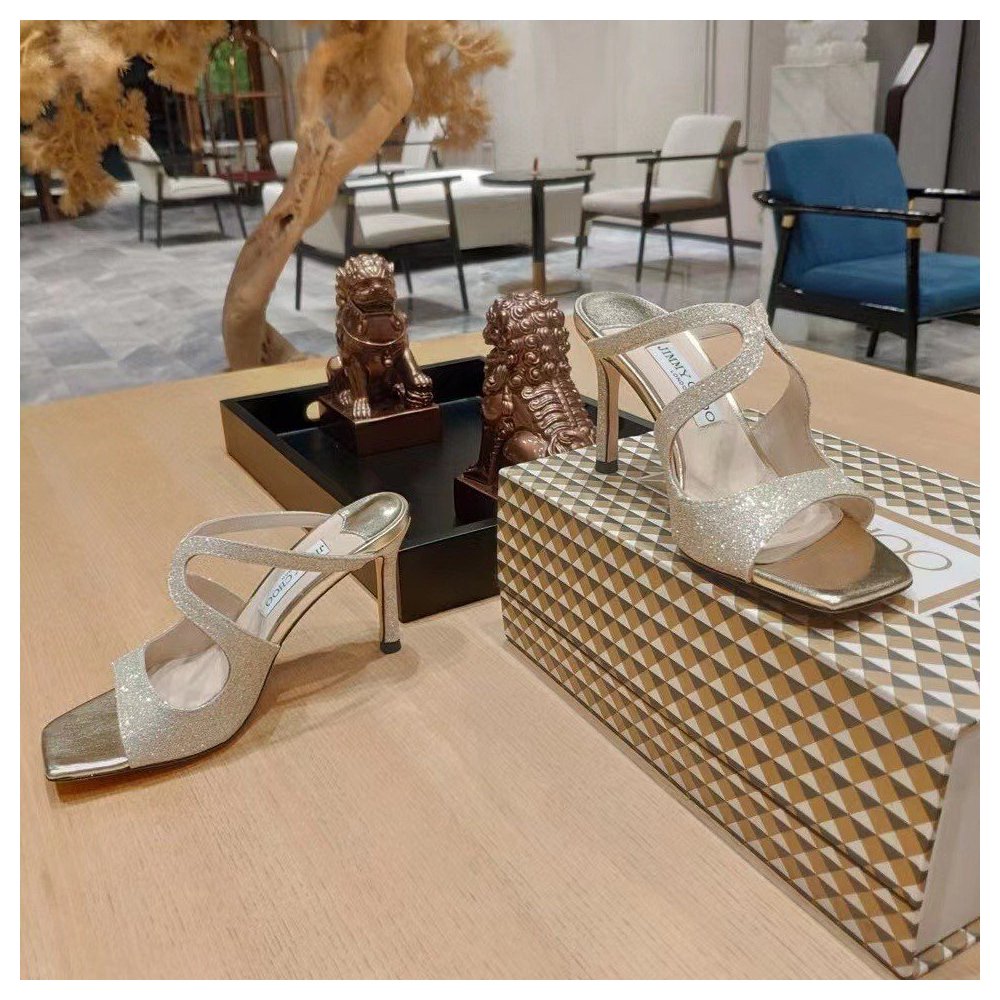Cheap Reps Jimmy Choo Anise 75 Mule Sandals In Glitter Fabric