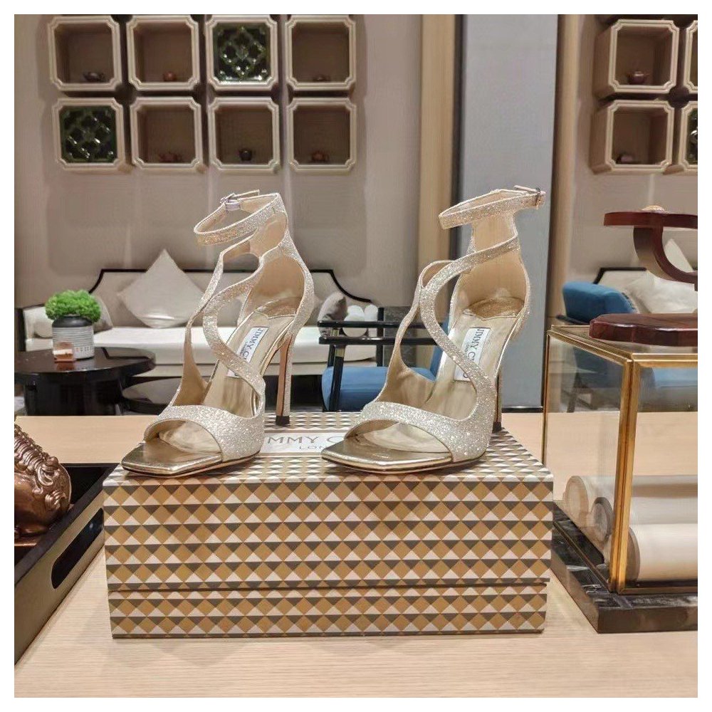 Cheap Reps Jimmy Choo Azia 95 Sandals In Glitter Fabric