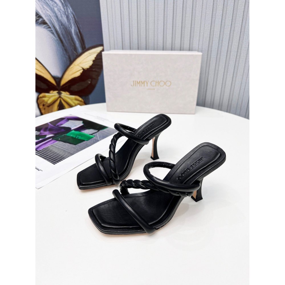 Cheap Reps Jimmy Choo Diosa 90 Sandals In Black Nappa Leather