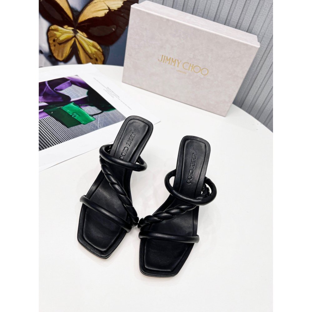 Cheap Reps Jimmy Choo Diosa 90 Sandals In Black Nappa Leather