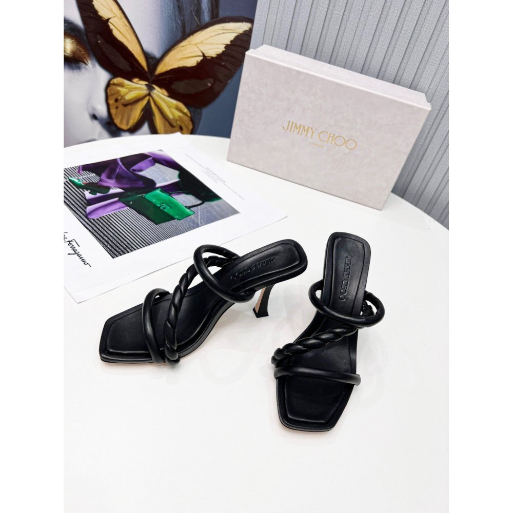 Cheap Reps Jimmy Choo Diosa 90 Sandals In Black Nappa Leather