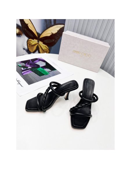 Cheap Reps Jimmy Choo Diosa 90 Sandals In Black Nappa Leather