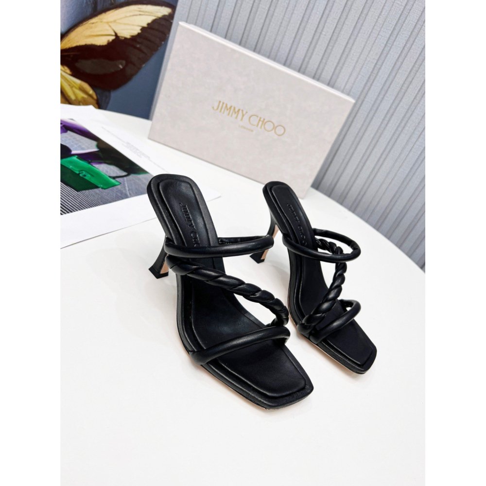 Cheap Reps Jimmy Choo Diosa 90 Sandals In Black Nappa Leather
