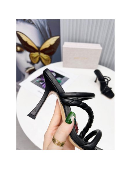 Cheap Reps Jimmy Choo Diosa 90 Sandals In Black Nappa Leather