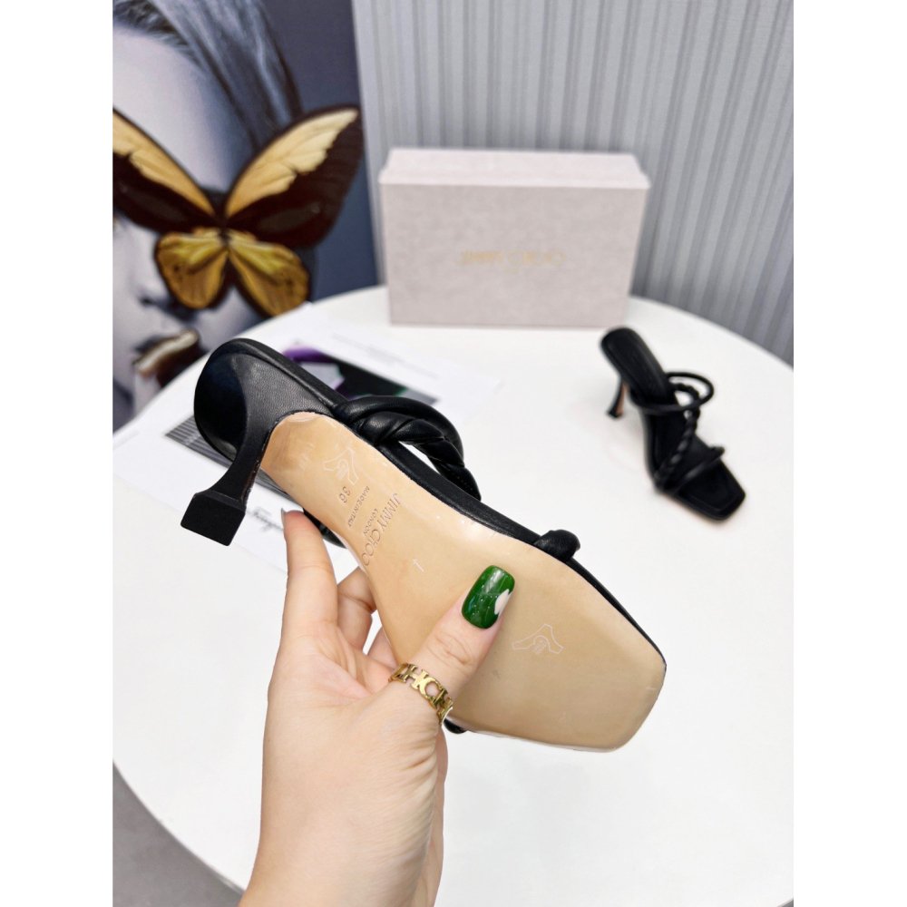 Cheap Reps Jimmy Choo Diosa 90 Sandals In Black Nappa Leather