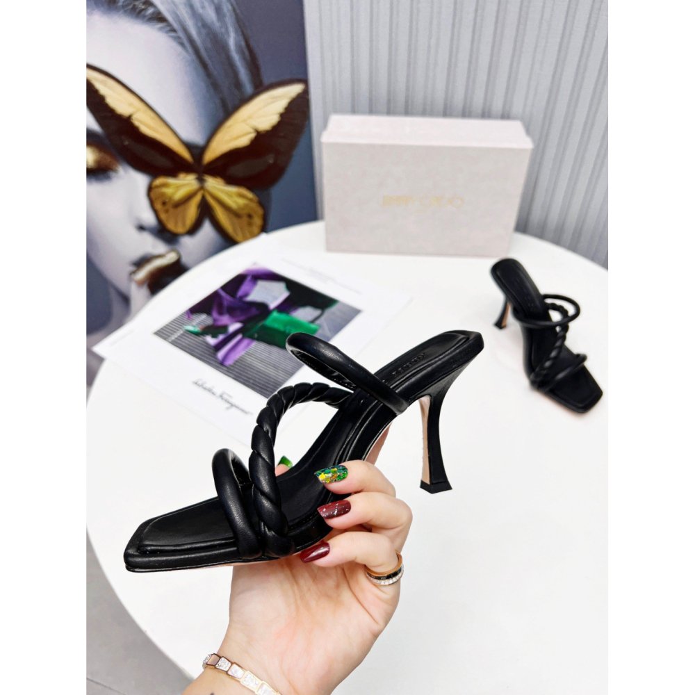 Cheap Reps Jimmy Choo Diosa 90 Sandals In Black Nappa Leather