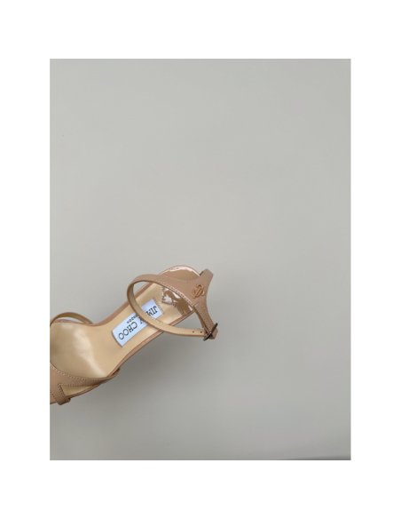 Cheap Reps Jimmy Choo Ixia Sandals 95mm in Beige Patent Calfskin
