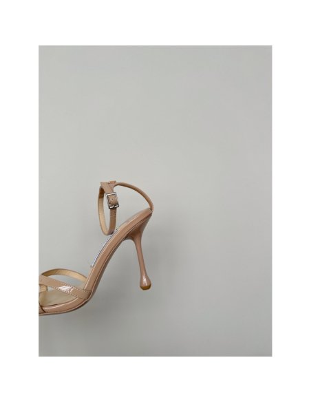 Cheap Reps Jimmy Choo Ixia Sandals 95mm in Beige Patent Calfskin