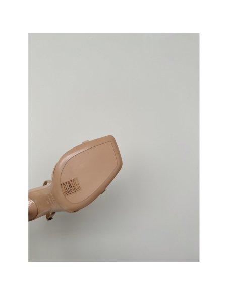 Cheap Reps Jimmy Choo Ixia Sandals 95mm in Beige Patent Calfskin