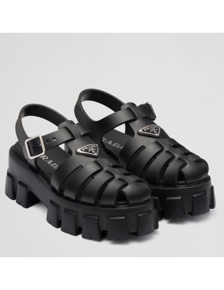 Cheap Reps Prada Foam Sandals in Black Rubber