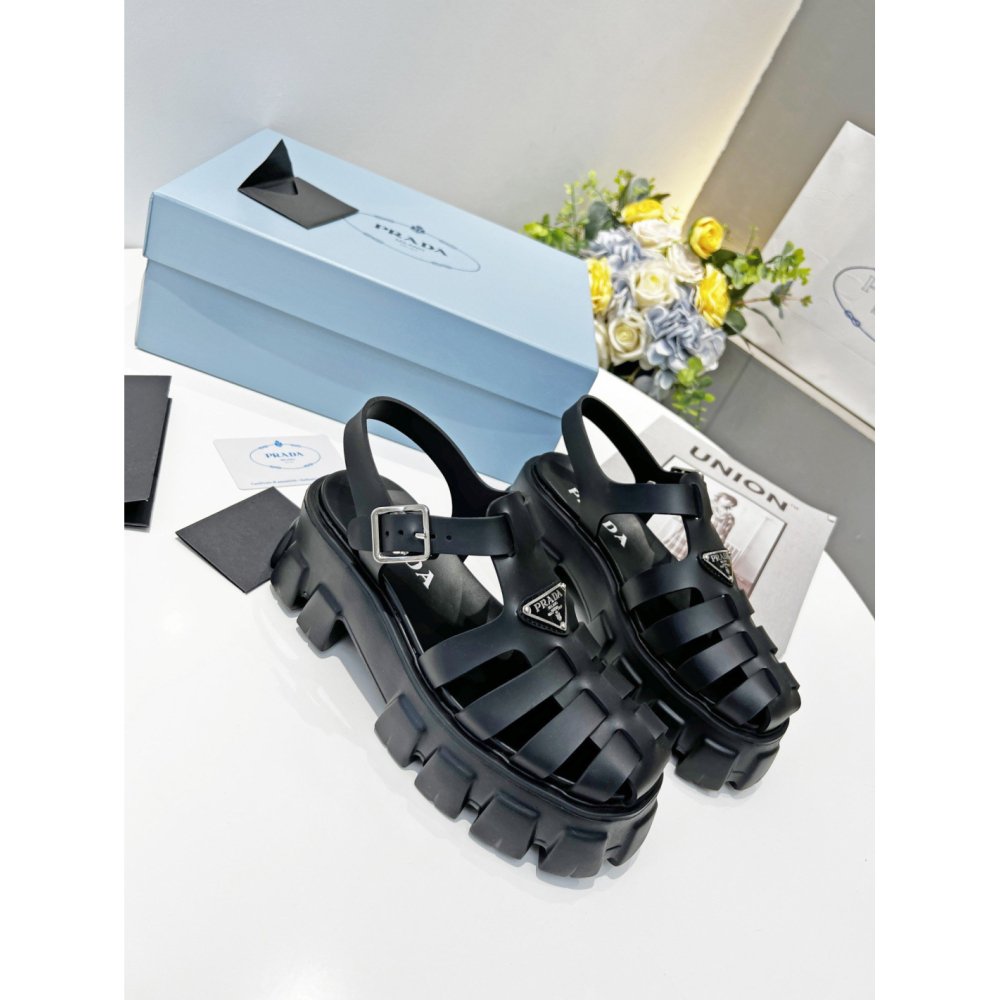 Cheap Reps Prada Foam Sandals in Black Rubber