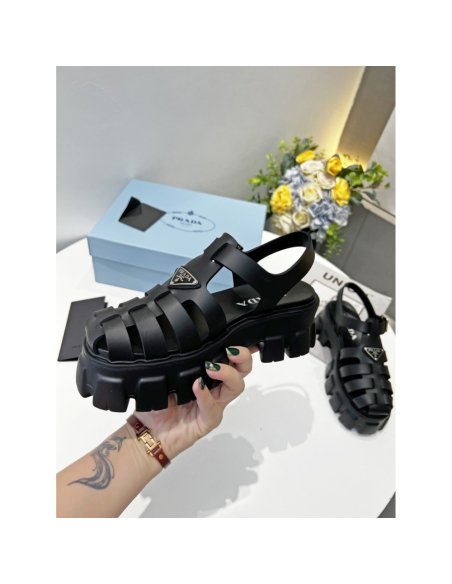 Cheap Reps Prada Foam Sandals in Black Rubber