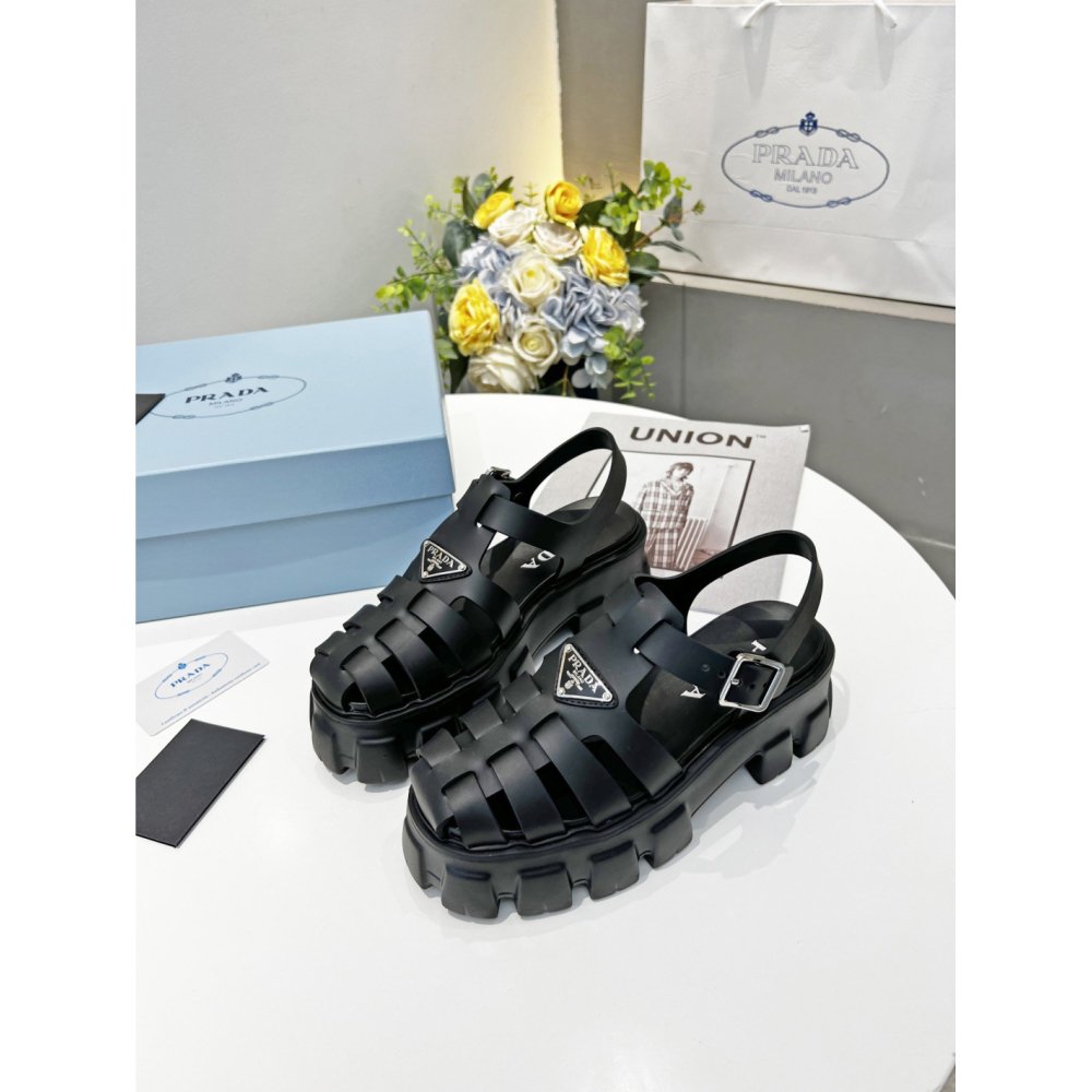 Cheap Reps Prada Foam Sandals in Black Rubber