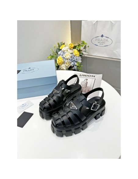 Cheap Reps Prada Foam Sandals in Black Rubber