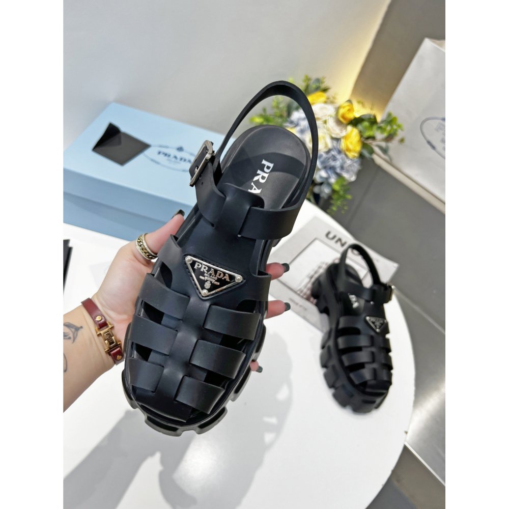 Cheap Reps Prada Foam Sandals in Black Rubber