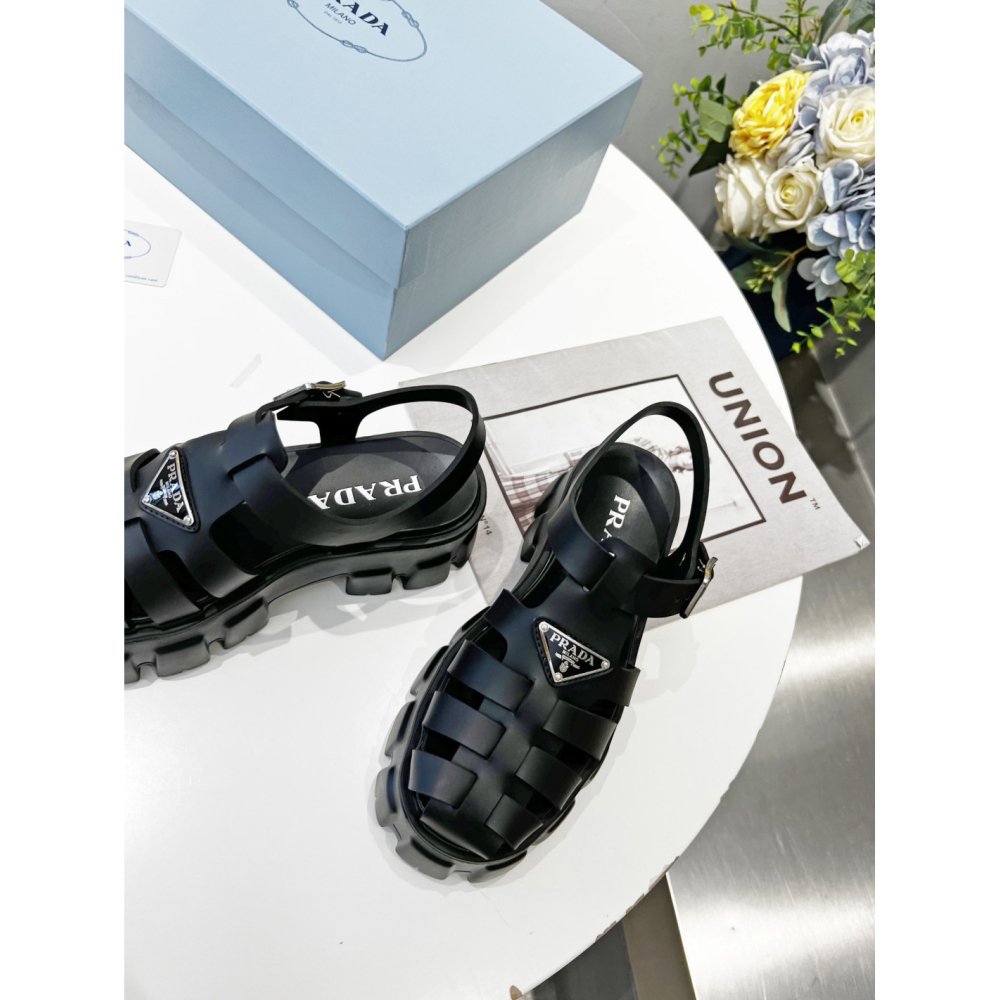 Cheap Reps Prada Foam Sandals in Black Rubber