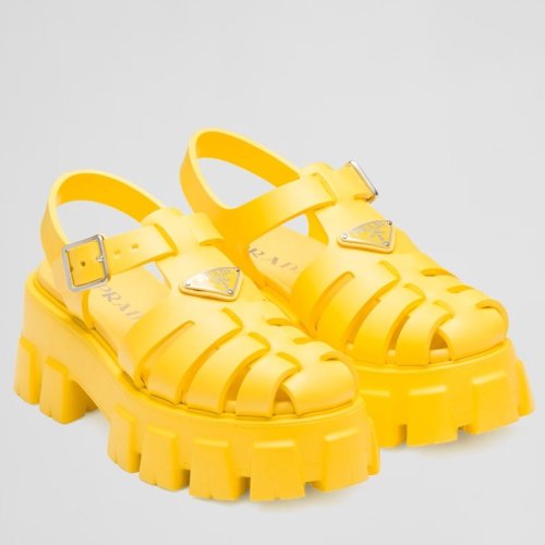 Cheap Reps Prada Foam Sandals in Yellow Rubber