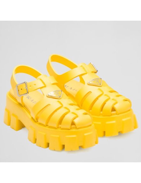 Cheap Reps Prada Foam Sandals in Yellow Rubber