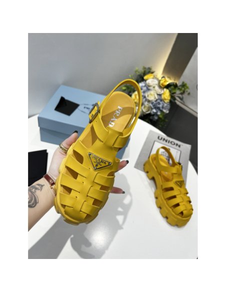 Cheap Reps Prada Foam Sandals in Yellow Rubber