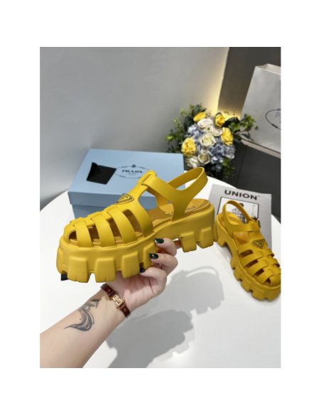 Cheap Reps Prada Foam Sandals in Yellow Rubber