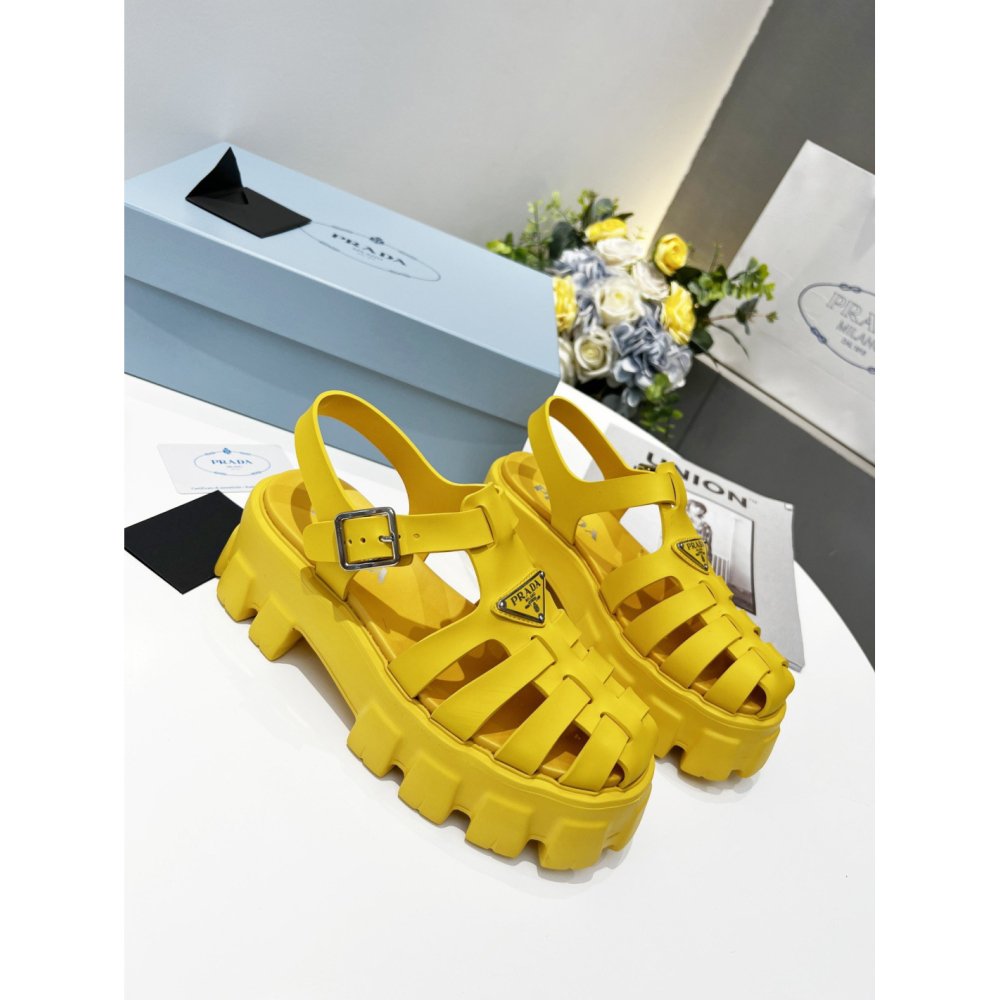Cheap Reps Prada Foam Sandals in Yellow Rubber