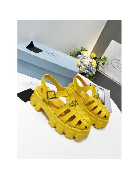 Cheap Reps Prada Foam Sandals in Yellow Rubber