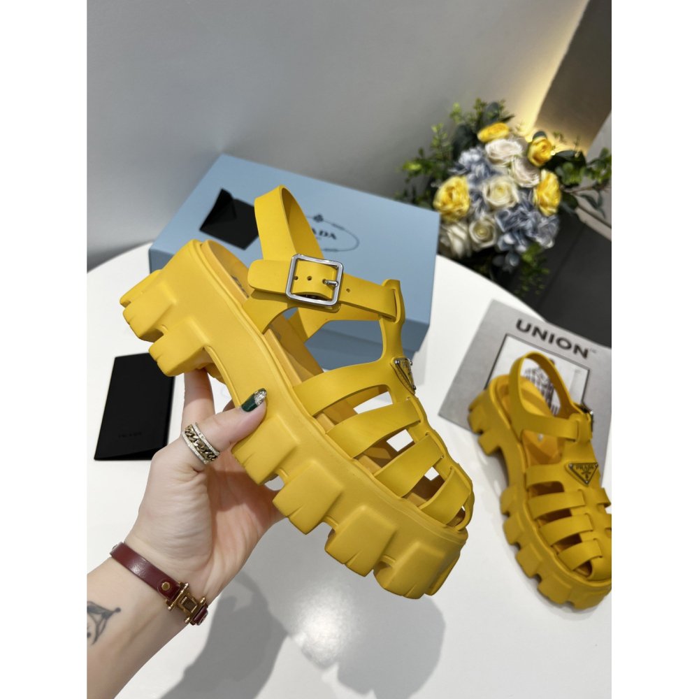 Cheap Reps Prada Foam Sandals in Yellow Rubber