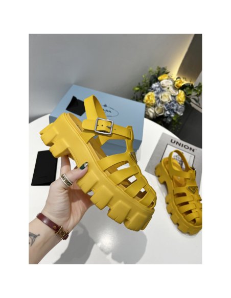 Cheap Reps Prada Foam Sandals in Yellow Rubber
