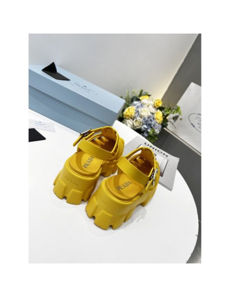 Cheap Reps Prada Foam Sandals in Yellow Rubber