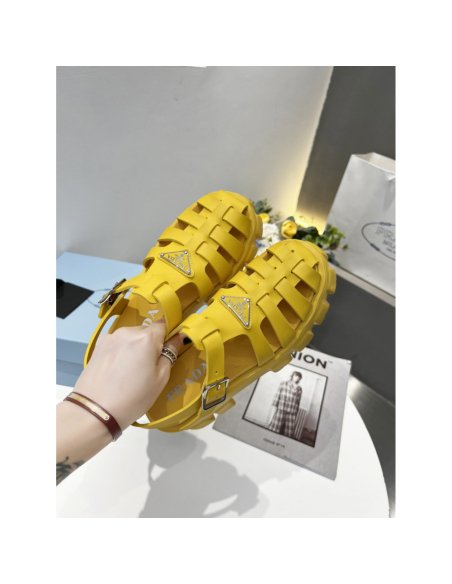 Cheap Reps Prada Foam Sandals in Yellow Rubber