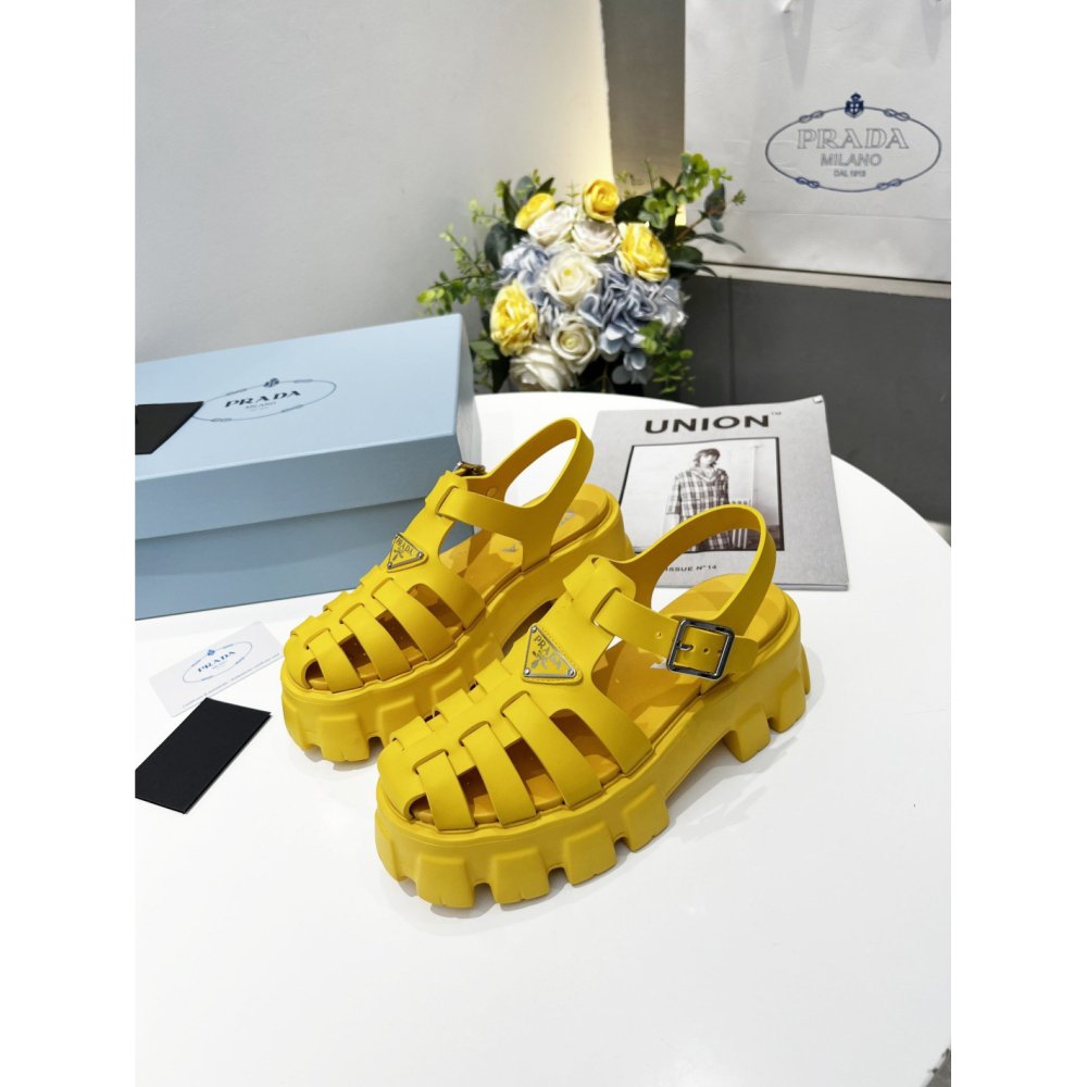 Cheap Reps Prada Foam Sandals in Yellow Rubber