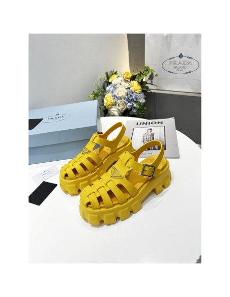 Cheap Reps Prada Foam Sandals in Yellow Rubber