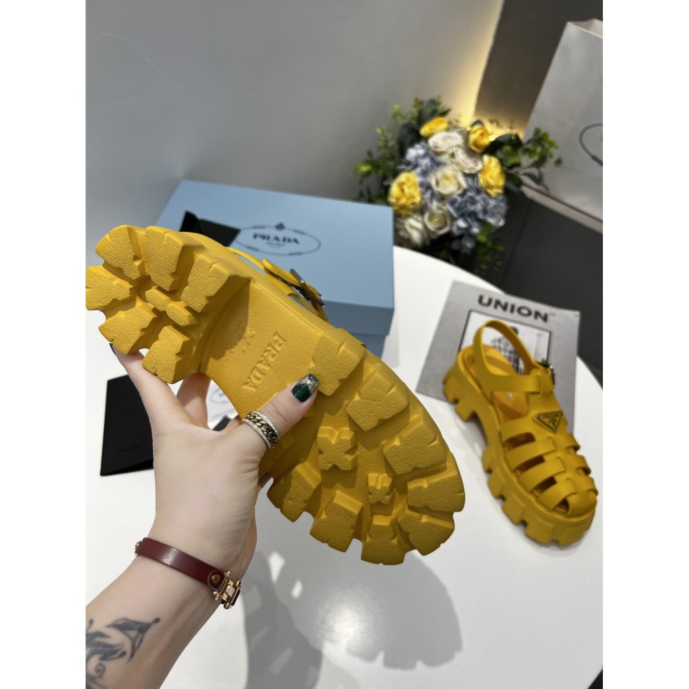 Cheap Reps Prada Foam Sandals in Yellow Rubber