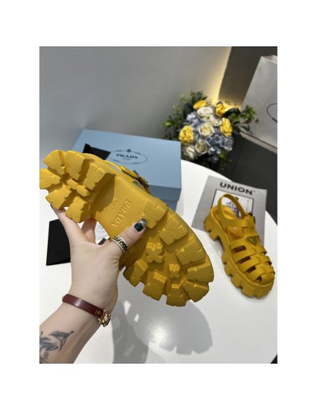 Cheap Reps Prada Foam Sandals in Yellow Rubber