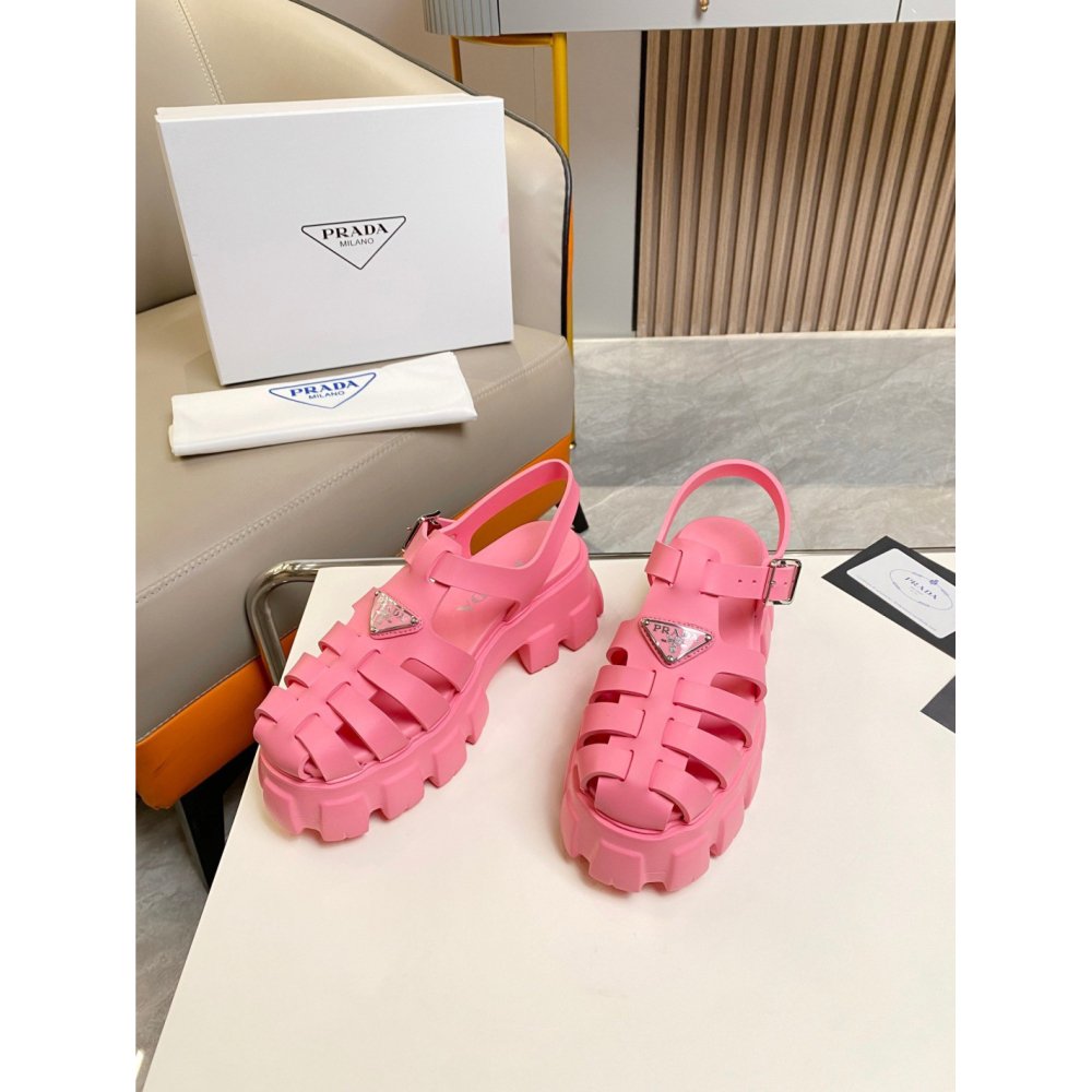 Cheap Reps Prada Foam Sandals in Pink Rubber
