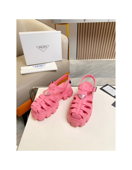 Cheap Reps Prada Foam Sandals in Pink Rubber