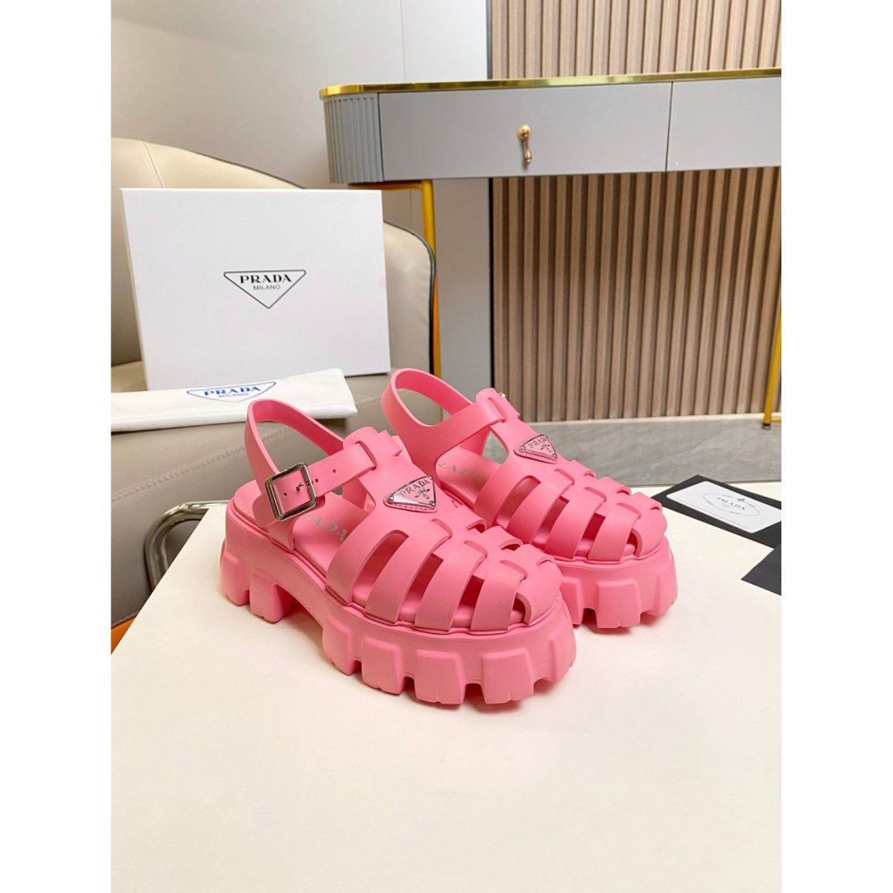 Cheap Reps Prada Foam Sandals in Pink Rubber