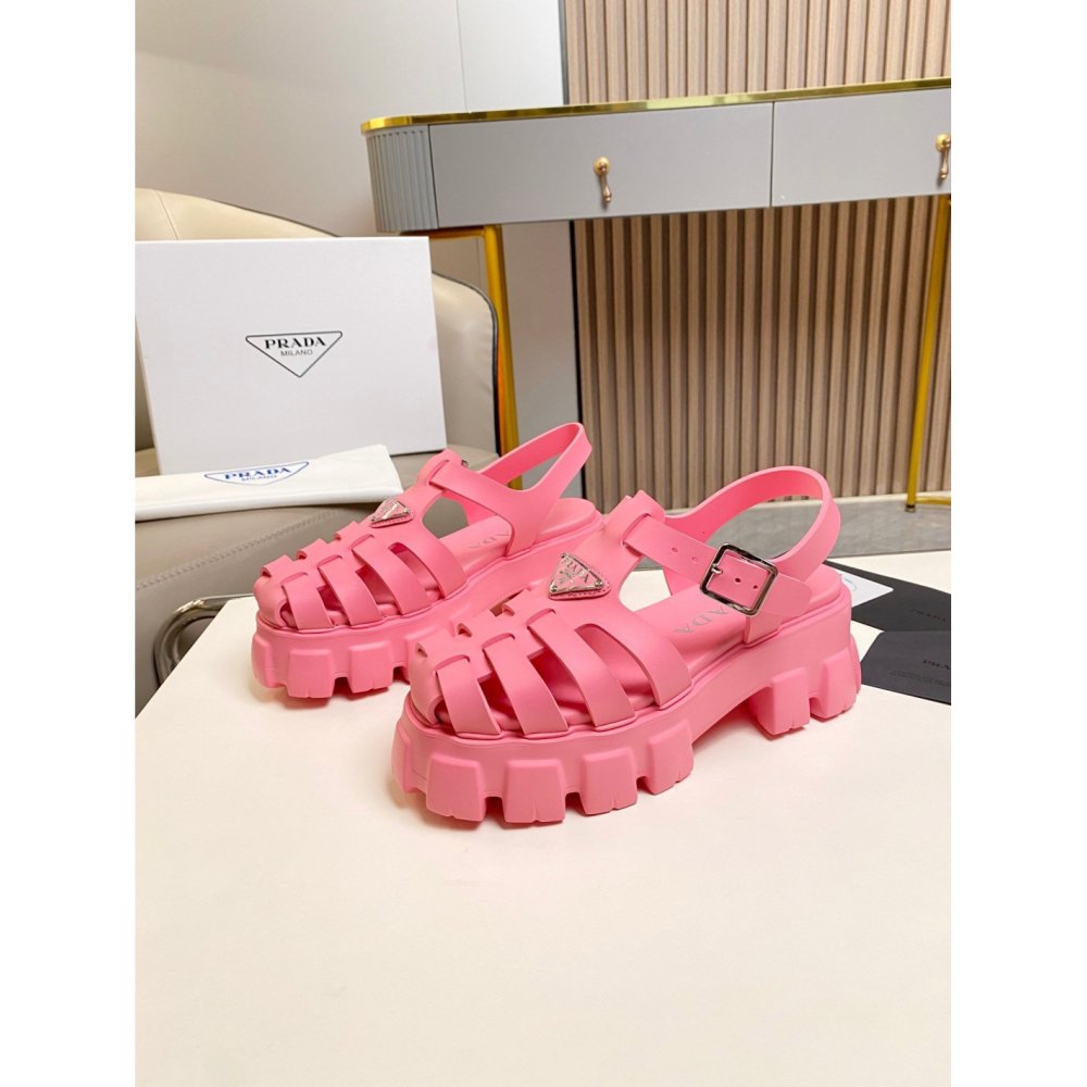 Cheap Reps Prada Foam Sandals in Pink Rubber